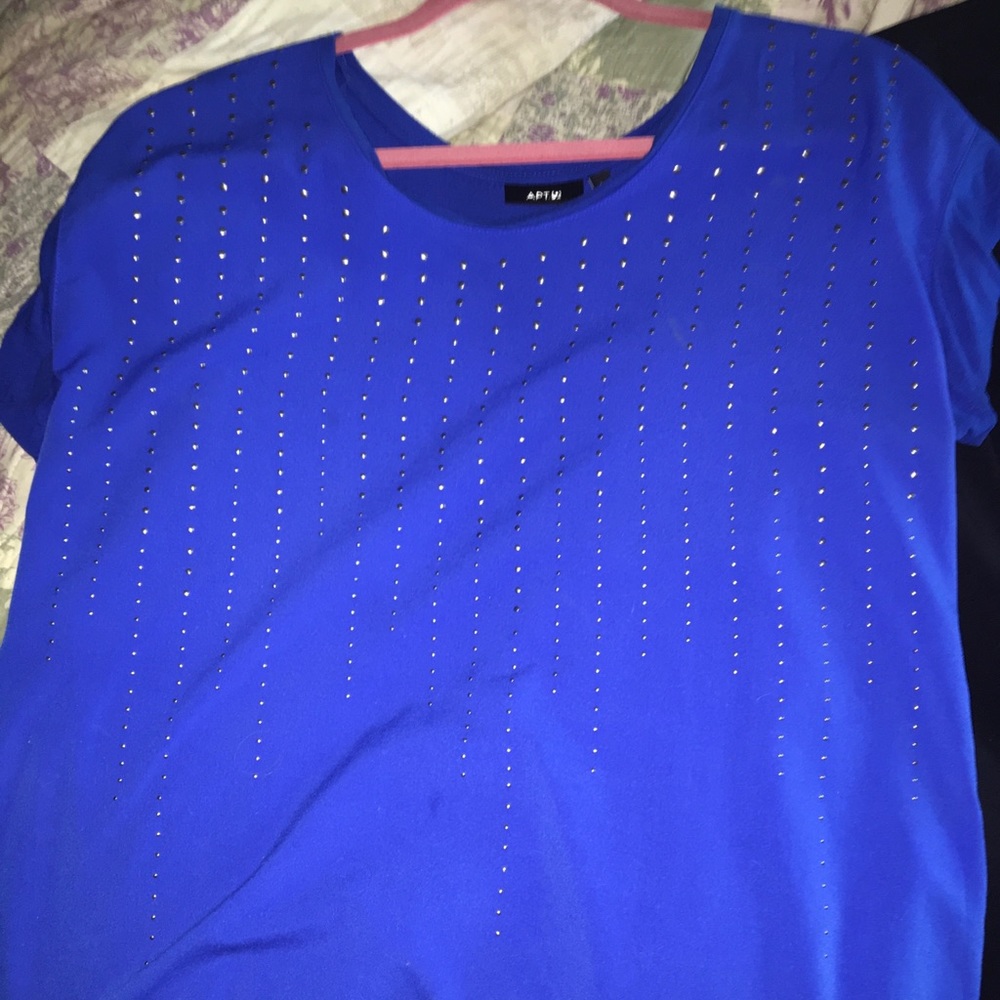 Women’s blue short sleeve sparkly shirt
